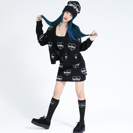 cure beanie + cure knit dress + cure cardigan + black logo high socks 01