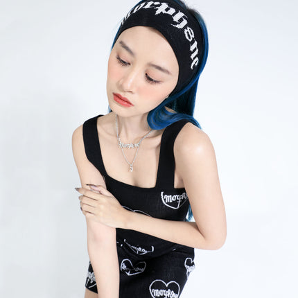 cure headband black + cure chain layered  necklace + cure knit dress