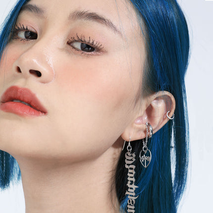 cure hook earrings + silver chain earcuff 03