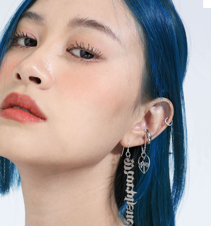 cure hook earrings + silver chain earcuff 03