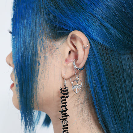 cure hook earrings + silver chain earcuff 04